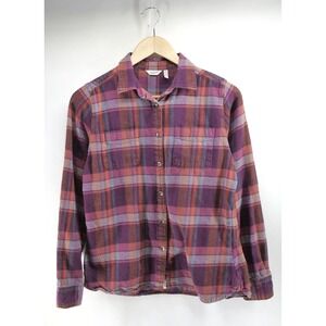 Woolrich Shirt Womens Medium Pink‎ Purple Plaid Flannel button up